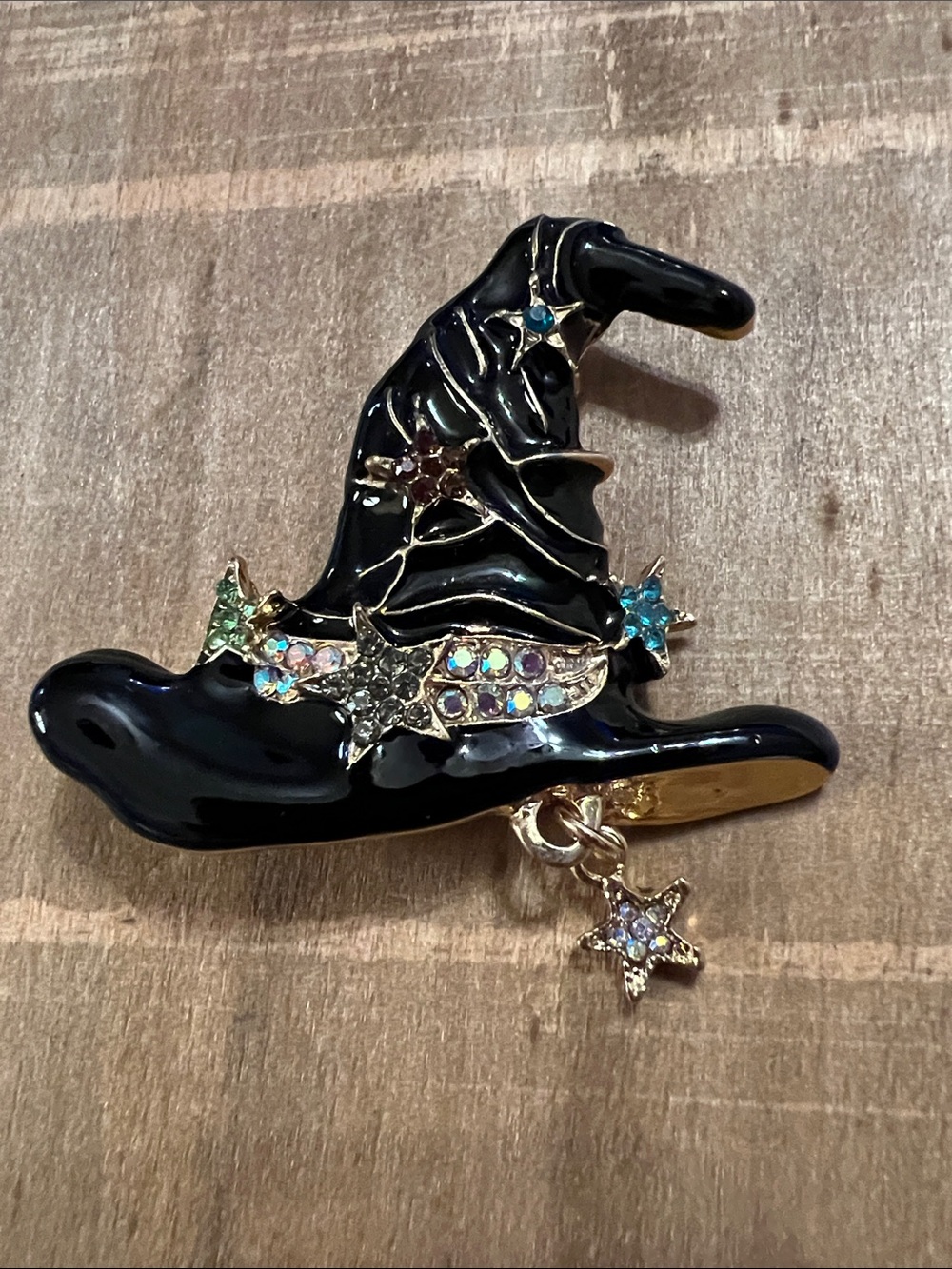 3/$18 Black Witch Hat Brooch with Star Accents Lot 6067
